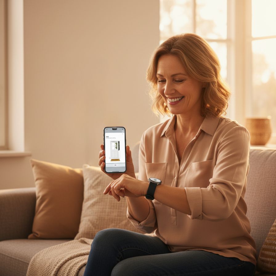 Women Displaying New Bellman Smartphone Application and SmartWatch
