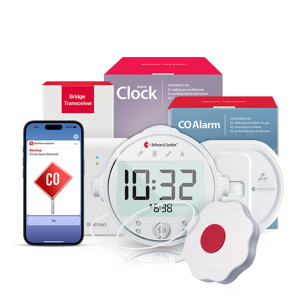 Carbon Monoxide Notification System with Bridge Transceiver, Alarm Clock Receiver and Bed Shaker