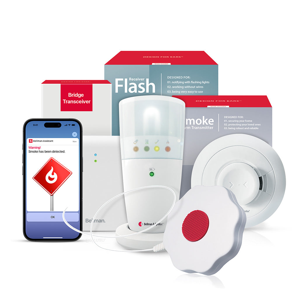 Smoke/Fire Monitoring System with Bluetooth Bridge, Flash Receiver, and Bed Shaker