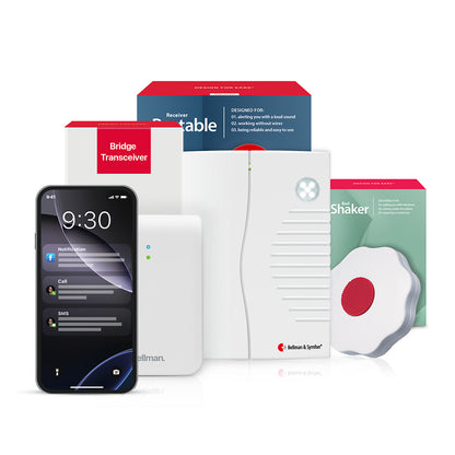 Phone System with Bluetooth Bridge, Portable Receiver, and Bed Shaker
