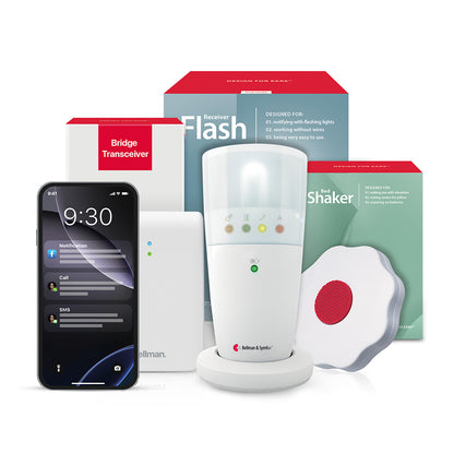 Phone System with Bluetooth Bridge, Flash Receiver, and Bed Shaker