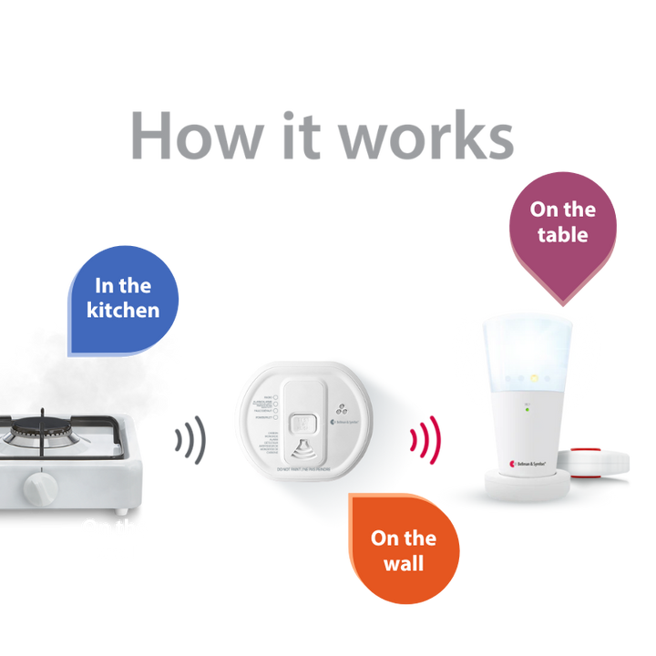 Smoke/Fire and Carbon Monoxide Alarm Notification System with Flash Receiver, Bed Shaker, Bridge, and Watch Receiver