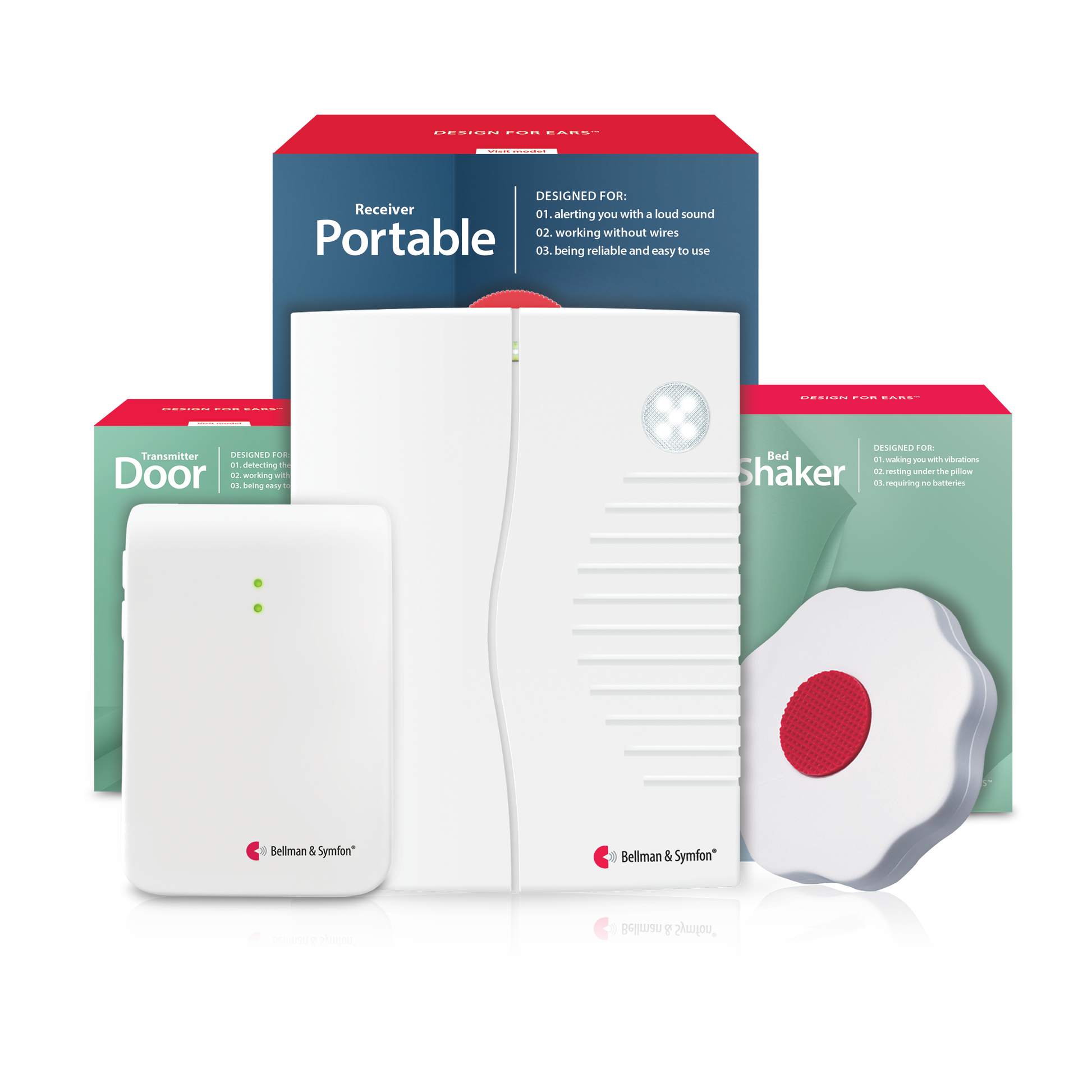 Doorbell System with Portable Receiver and Bed Shaker - Doorbell Tx + Portable Rx + Bed Shaker Doorbell System with Portable Receiver and Bed Shaker - Doorbell Tx + Portable Rx + Bed Shaker