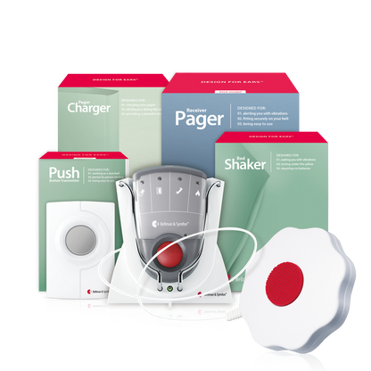 Push Button System with Pager Receiver, Charger, and Bed Shaker