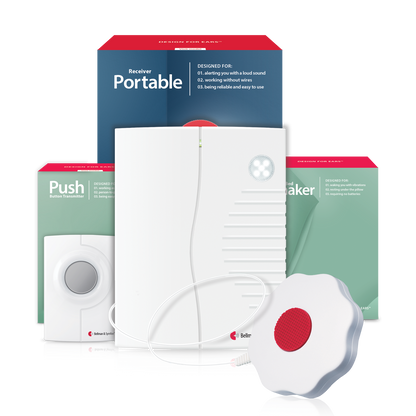 Push Button System with Portable Receiver and Bed Shaker