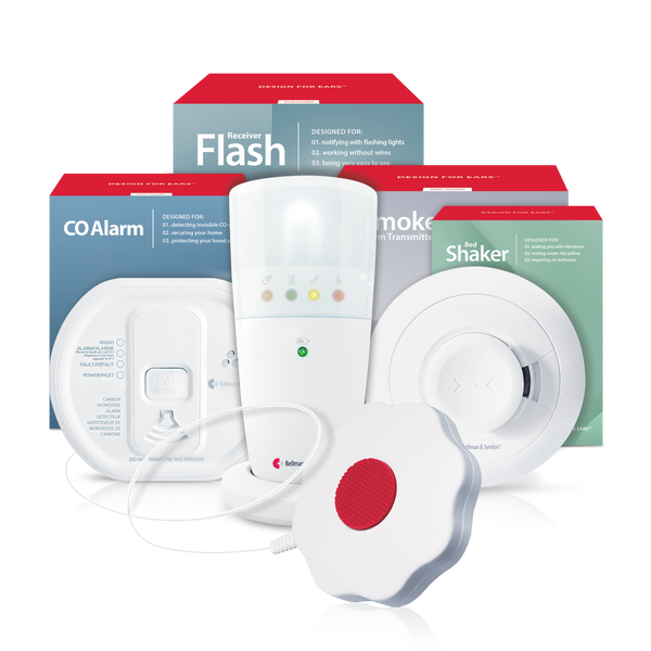 Smoke/Fire and Carbon Monoxide Alarm Notification System with Flash Receiver and Bed Shaker